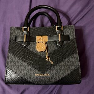 Michael Kors Black and Gold Satchel